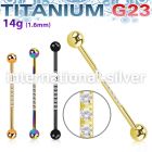 ubbindzt pvd plating titanium industrial barbell 14g cz