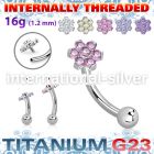 ubnbin10 titanium curved barbell 16g flower cz ball internal