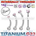 ubnbin12 titanium curved barbell 16g round cz ball internal