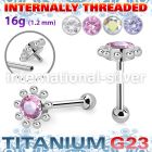 uhein16 titanium barbell flower top lower ball internal