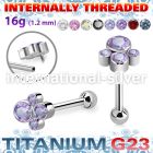 uhein22 titanium barbell four press cz cluster ball internal