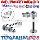 ulbin18 titanium labret stud descending press cz internal
