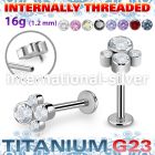 ulbin22 titanium labret stud four press cz cluster internal