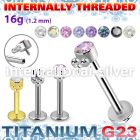 ulbin24 titanium labret stud three balls cluster cz internal