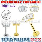 ulbin26 titanium labret stud 16g three baguette cz internal