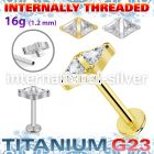 ulbin32 titanium labret stud 16g double triangle cz internal