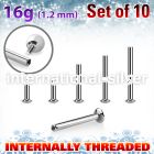 xtrufo16 steel ufo tragus labret posts w internal threading 1.2mm