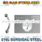 zbneb2 sterilized steel curved barbell 18g two 2mm balls