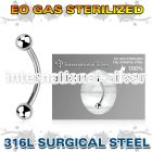 zbneb4 sterilized steel curved barbell 16g two 4mm balls