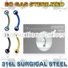 zbnetb sterilized pvd plating steel curved barbell two balls