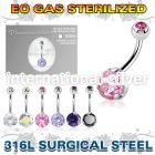 zbnrdz8jb sterilized steel belly button ring cz jewel ball