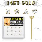 dgys6 box w 14kt gold nose bend it nose studs cz in mix shape