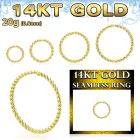 gselw20 14 k gold seamless ring hoop 20g twisted wire