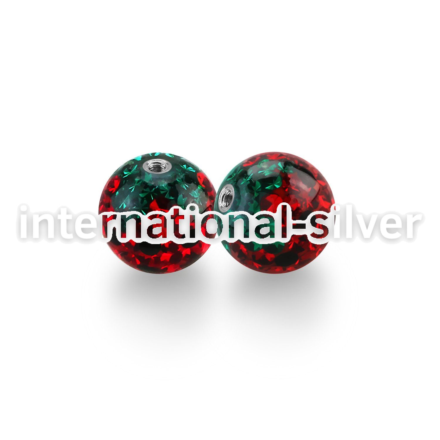 10mm ferido glued multi gems ball in strawberry design and covered with resin 14g 1 6mm threading one piece