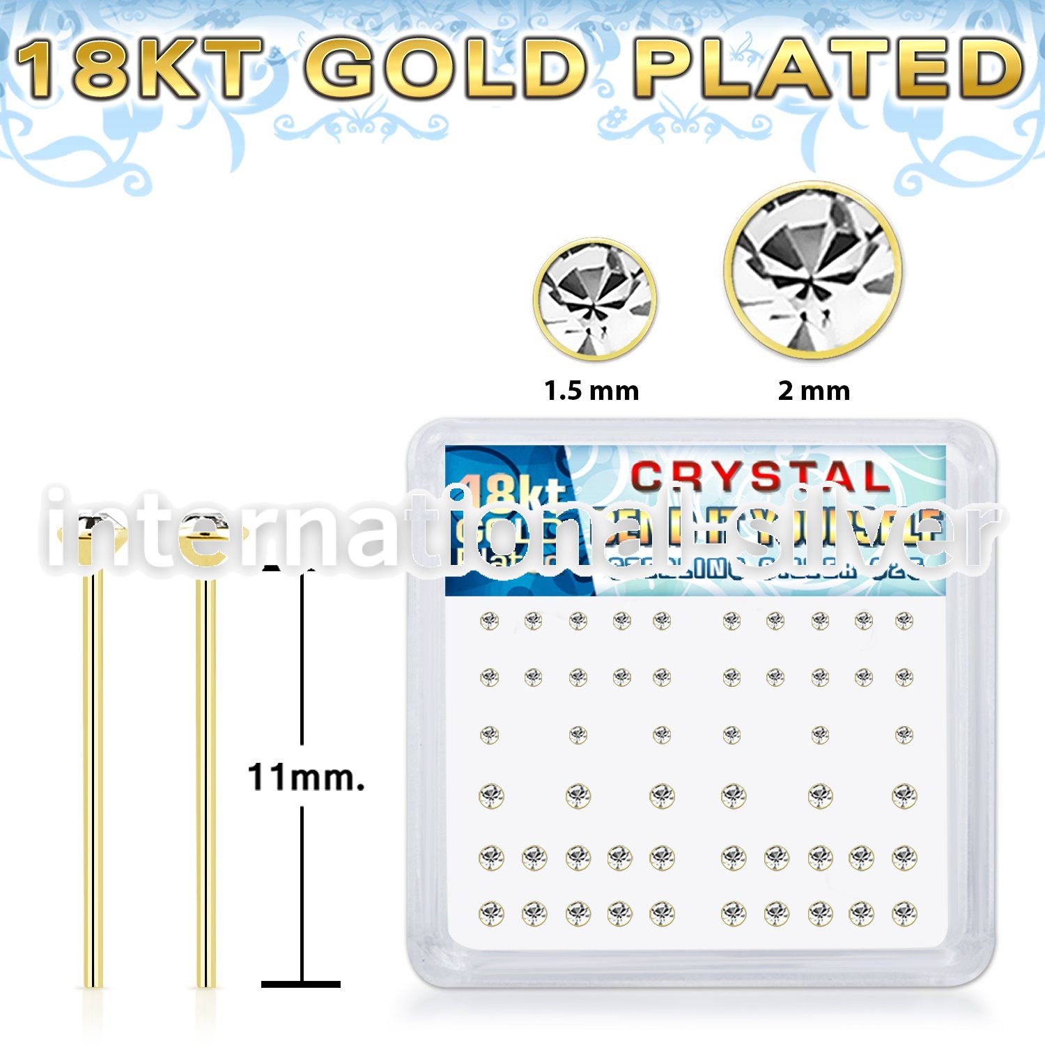 18bxymc8 18k gold silver bend it to fit nose studs 22g 52