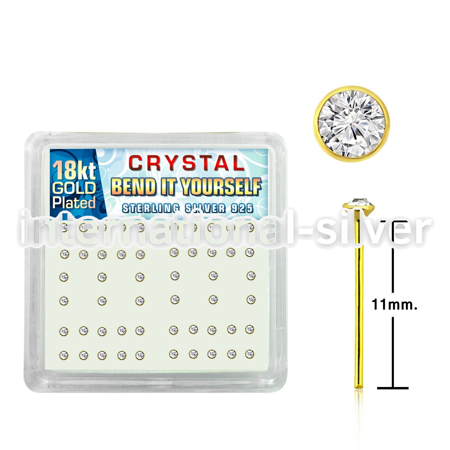 18nybxc bend it to fit nose studs silver 925 belly button