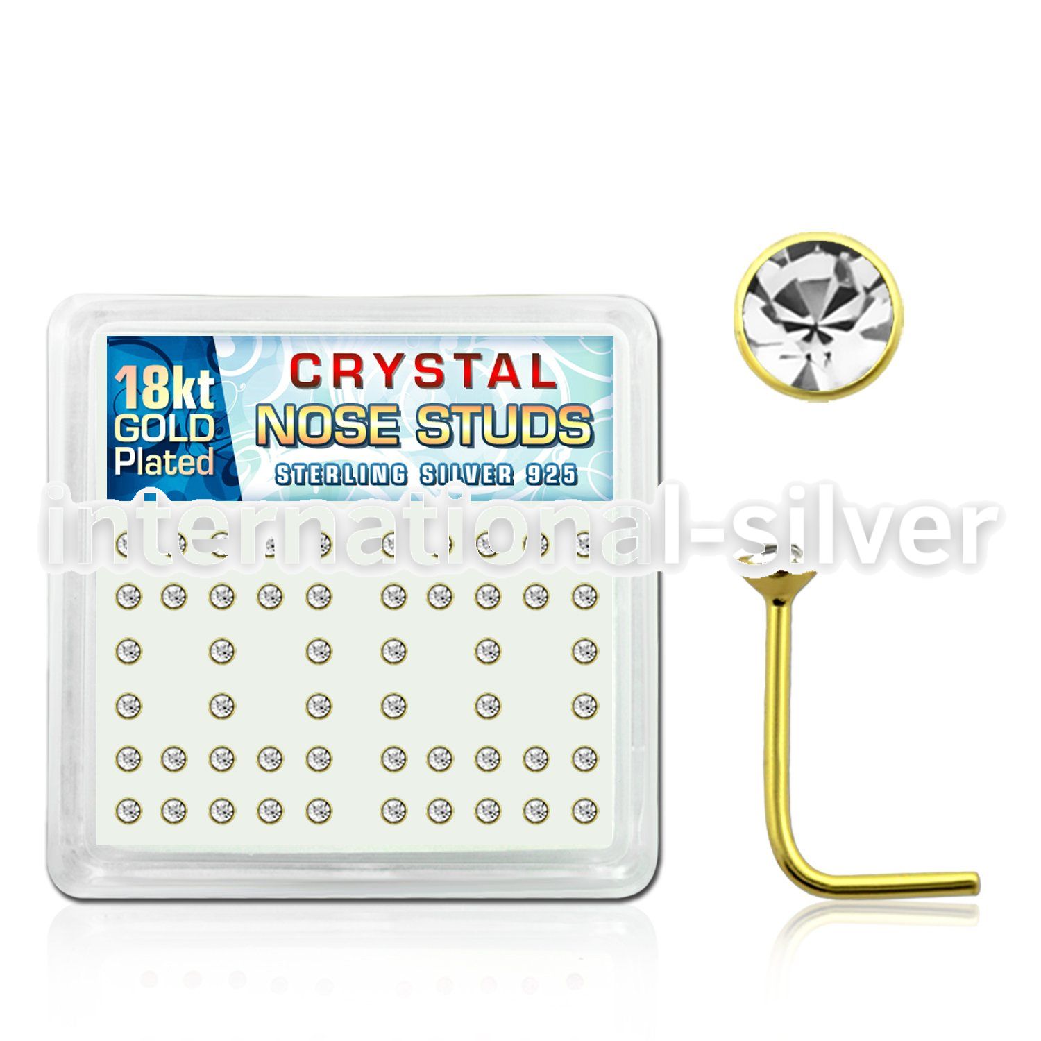 18s14xc l shape nose studs silver 925 nose