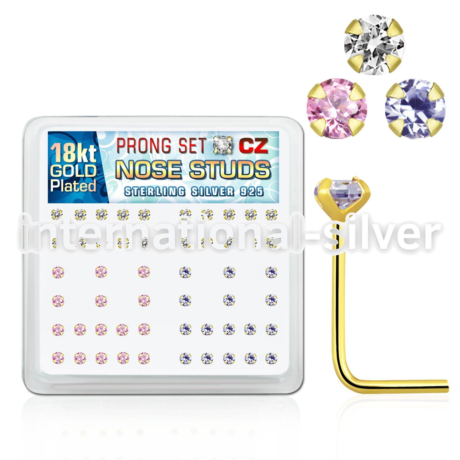18sz2xm l shape nose studs silver 925 nose