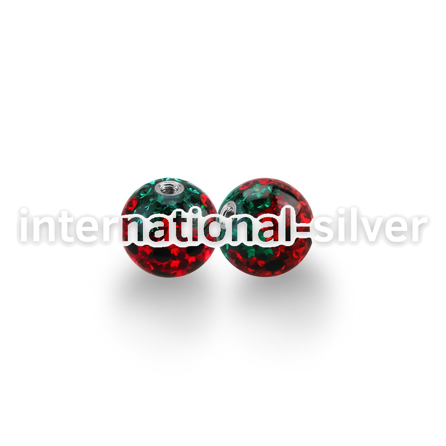 8mm ferido glued multi gems ball with strawberry design covered with resin 14g 1 6mm threading one piece