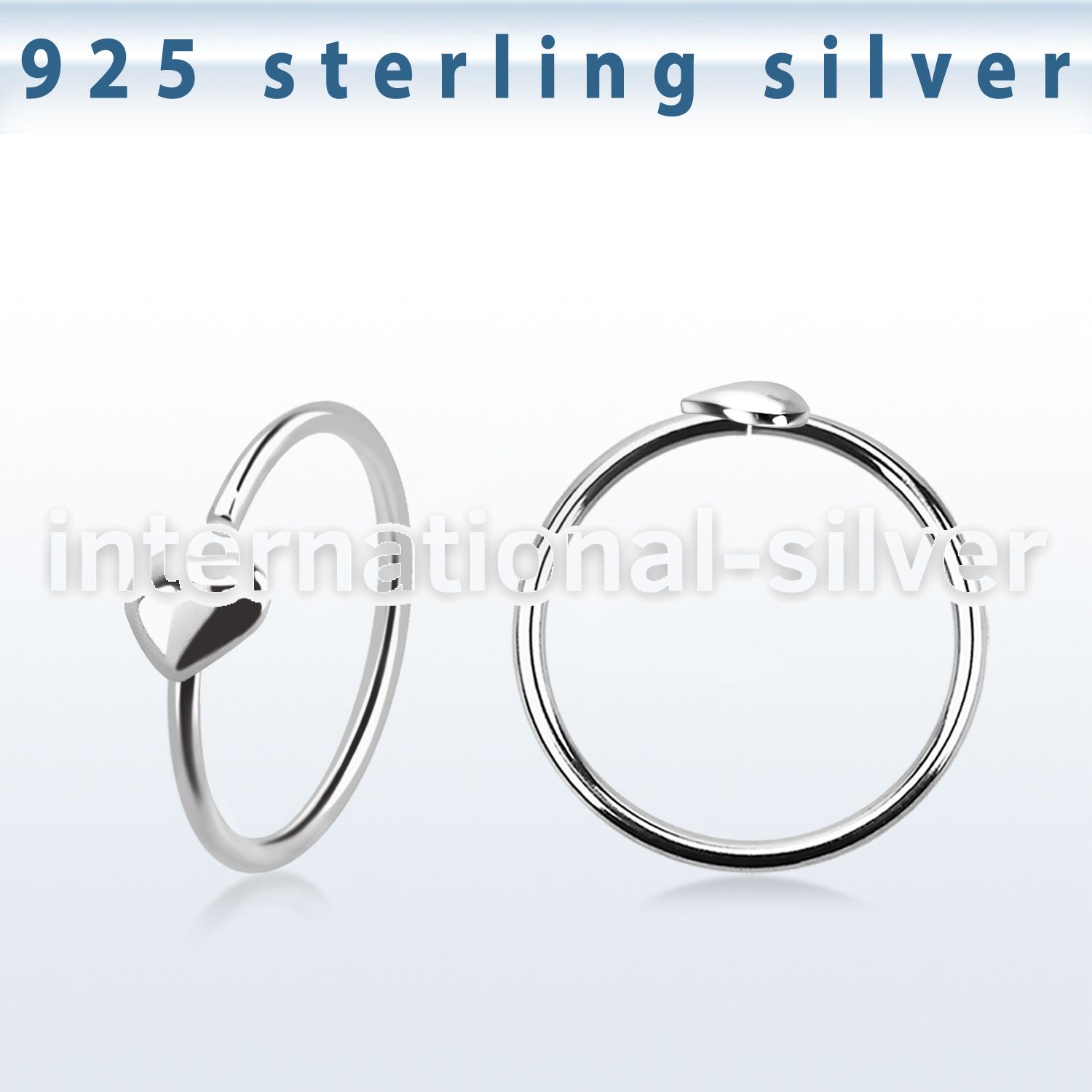 aghht22 925 sterling silver seamless nose hoop ring heart