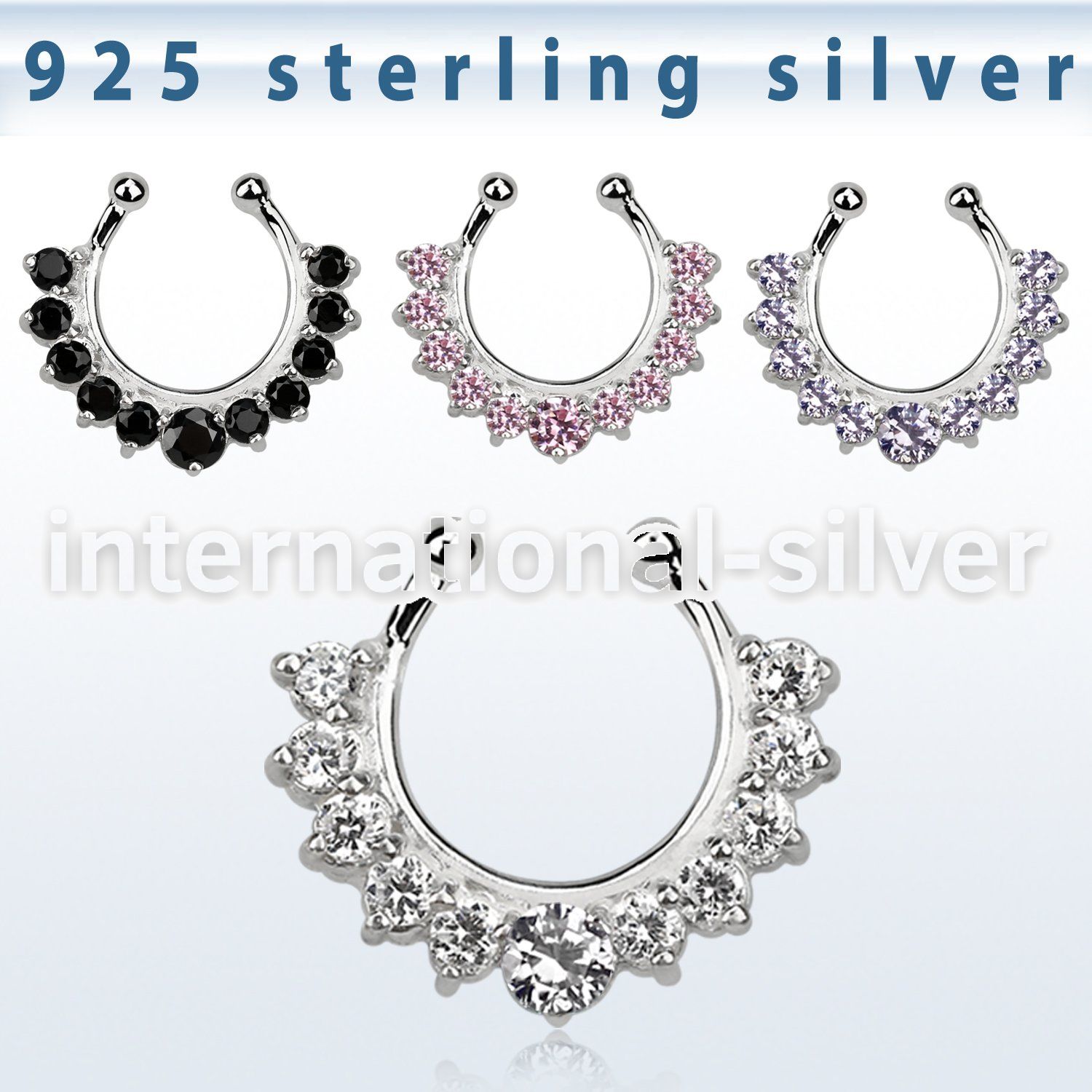 agsepz1 fake illusion body jewelry silver 925 septum