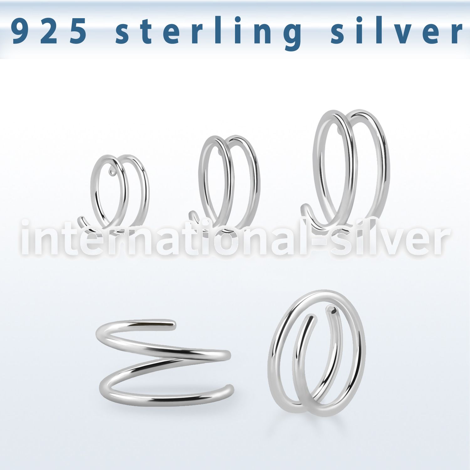 agspr20 925 silver spiral nose ring, 20g (0.8mm)
