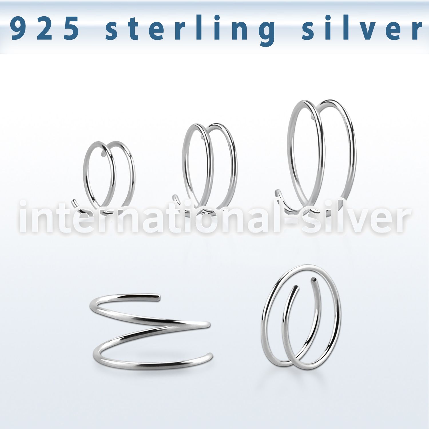 agspr22 925 silver spiral nose ring, 22g (0.6mm)
