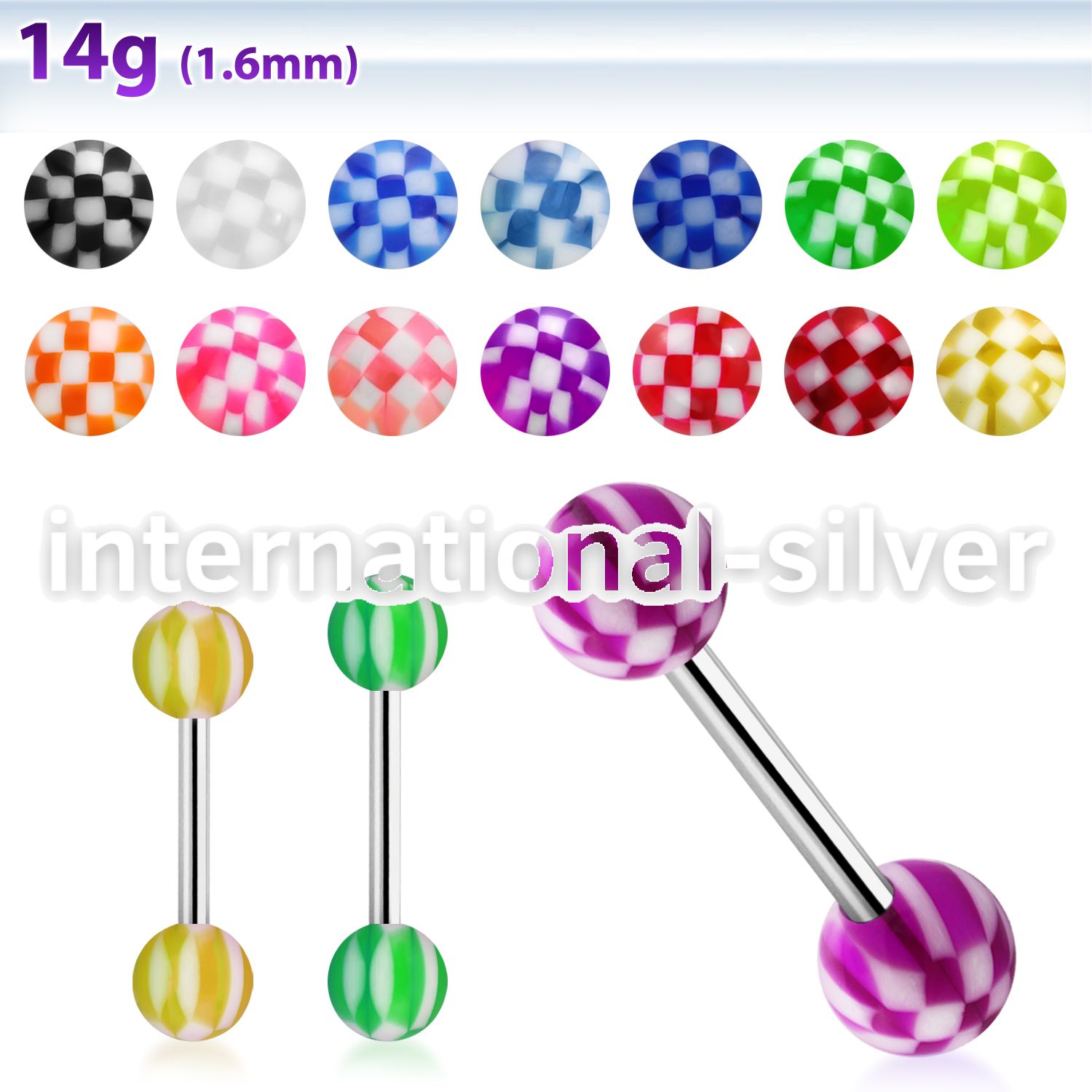 bbchk straight barbells surgical steel 316l with acrylic parts tongue