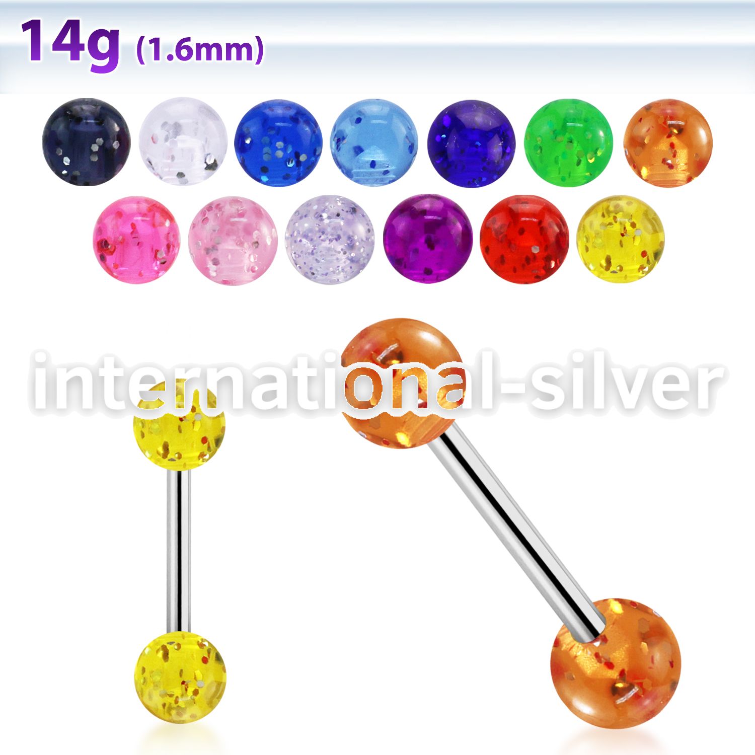 bbgt straight barbells surgical steel 316l with acrylic parts tongue