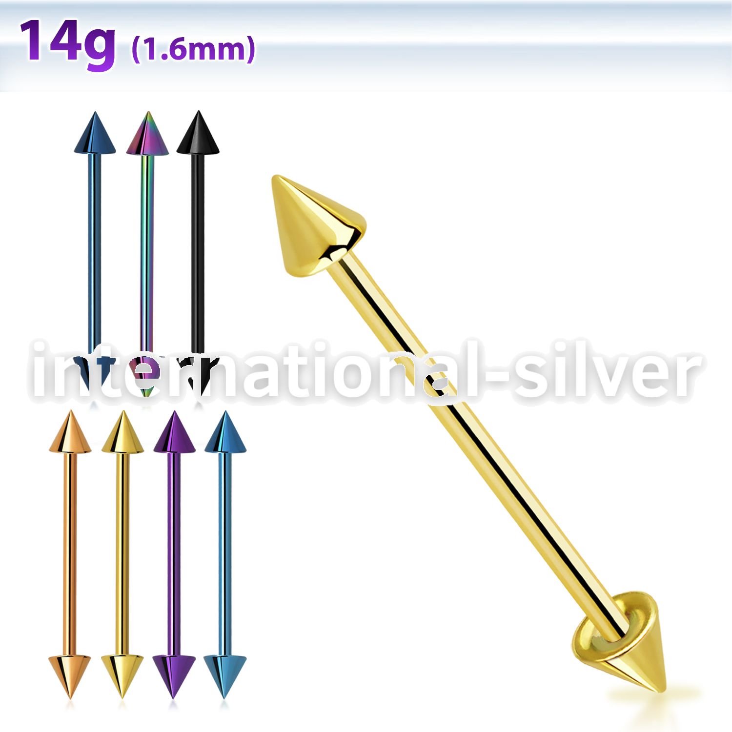bbitcn4 straight barbells anodized surgical steel 316l 