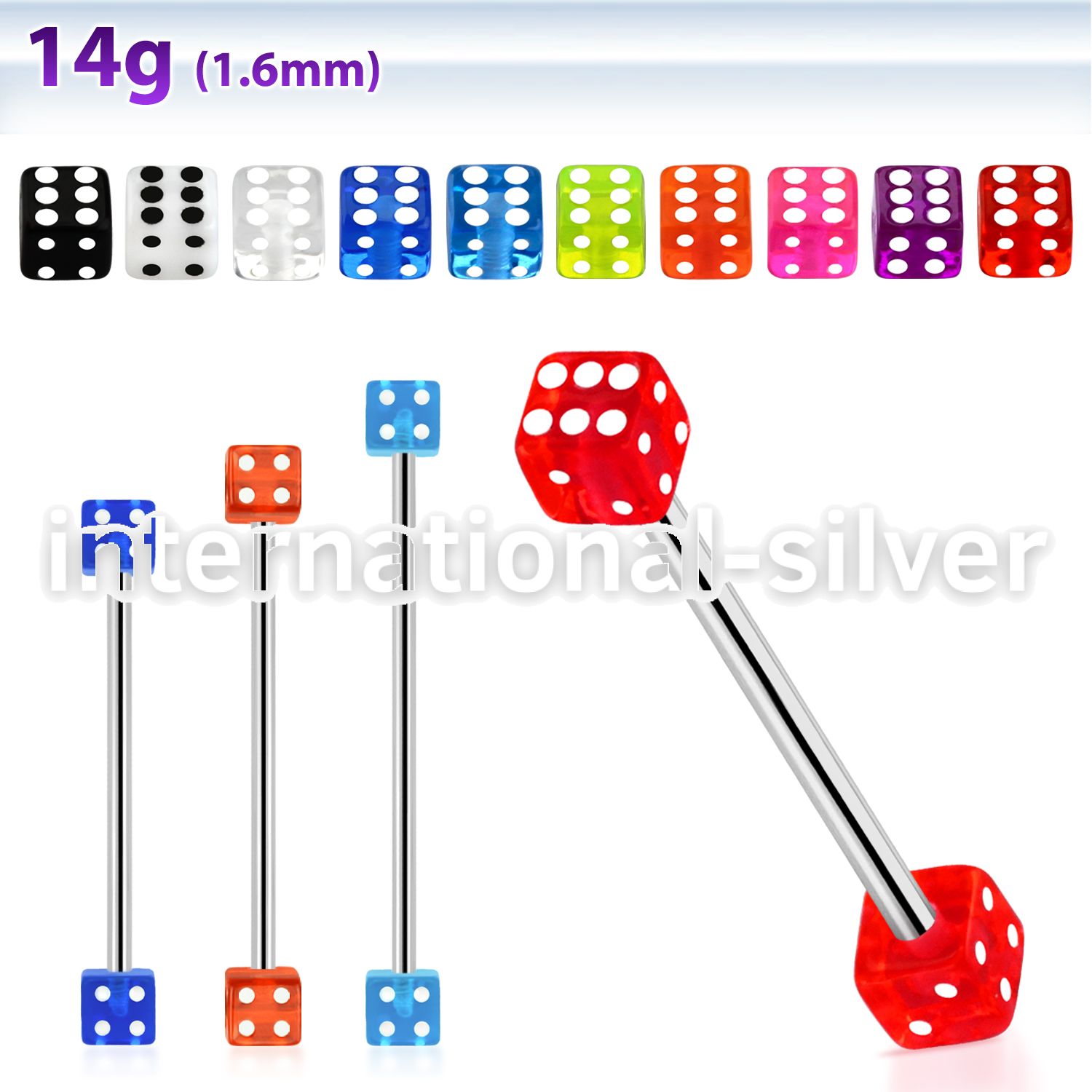 bbivd5 straight barbells surgical steel 316l with acrylic parts 