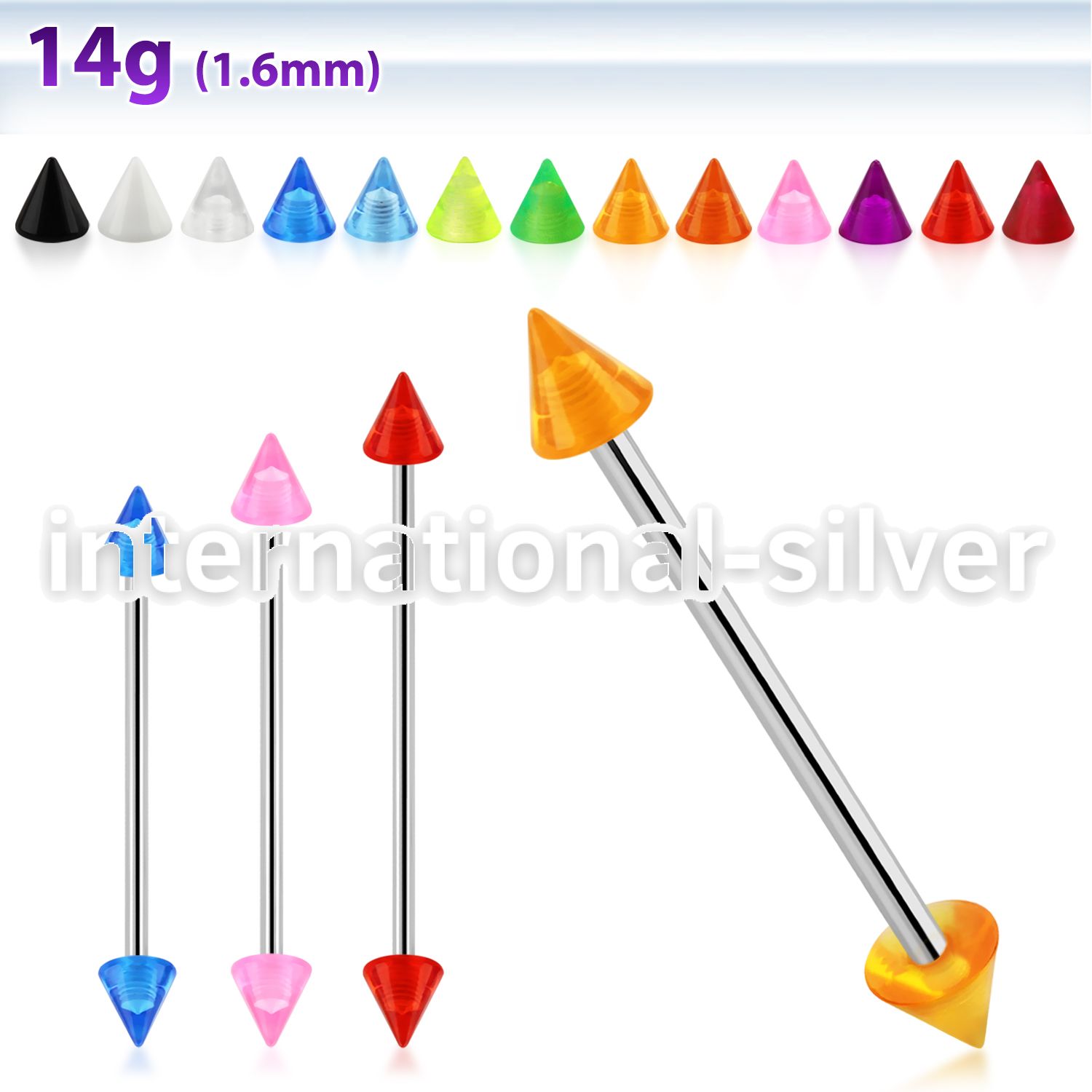 bbivn5 straight barbells surgical steel 316l with acrylic parts tongue