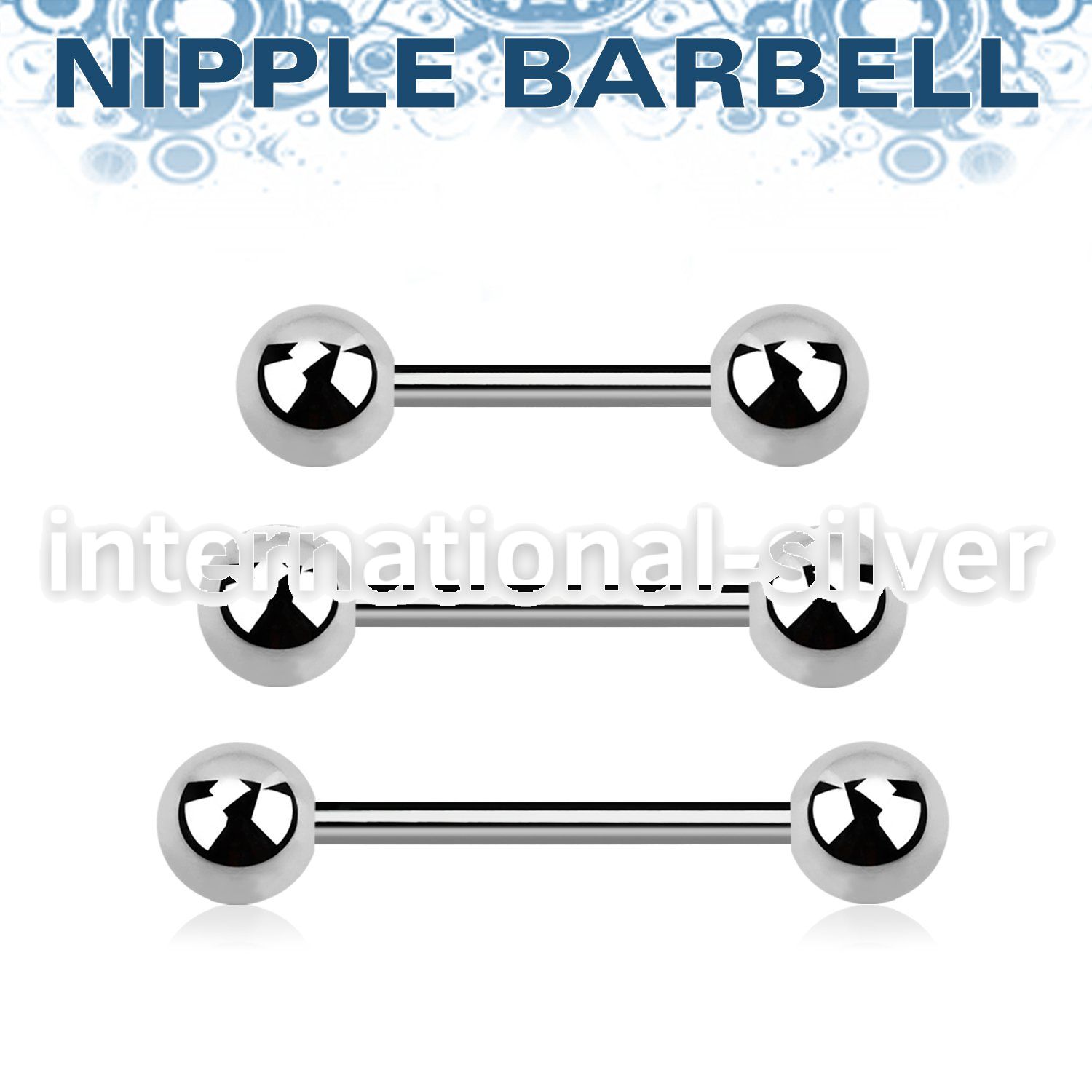 bbnpgg surgical steel nipple straigth barbell two 6mm balls