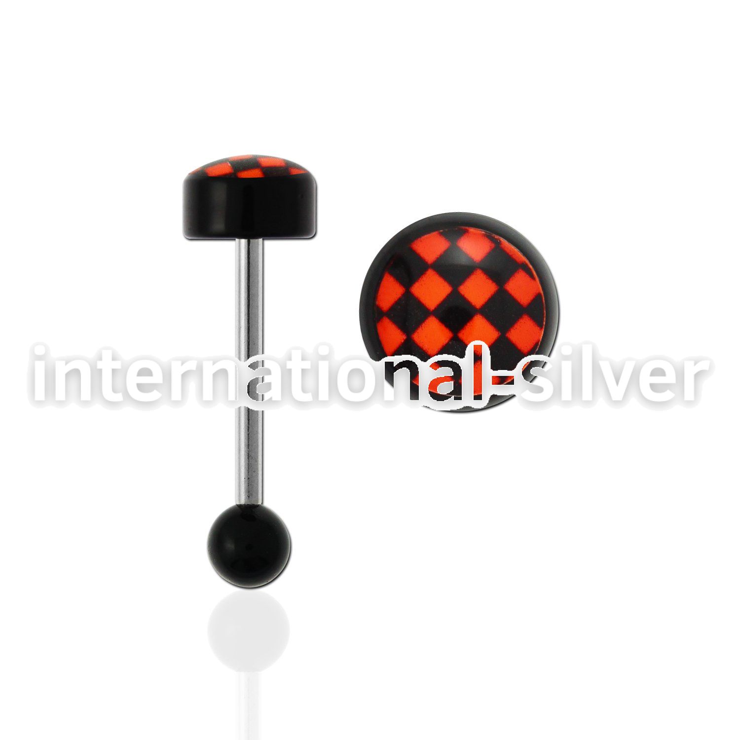 bbvg6 straight barbells surgical steel 316l with acrylic parts tongue