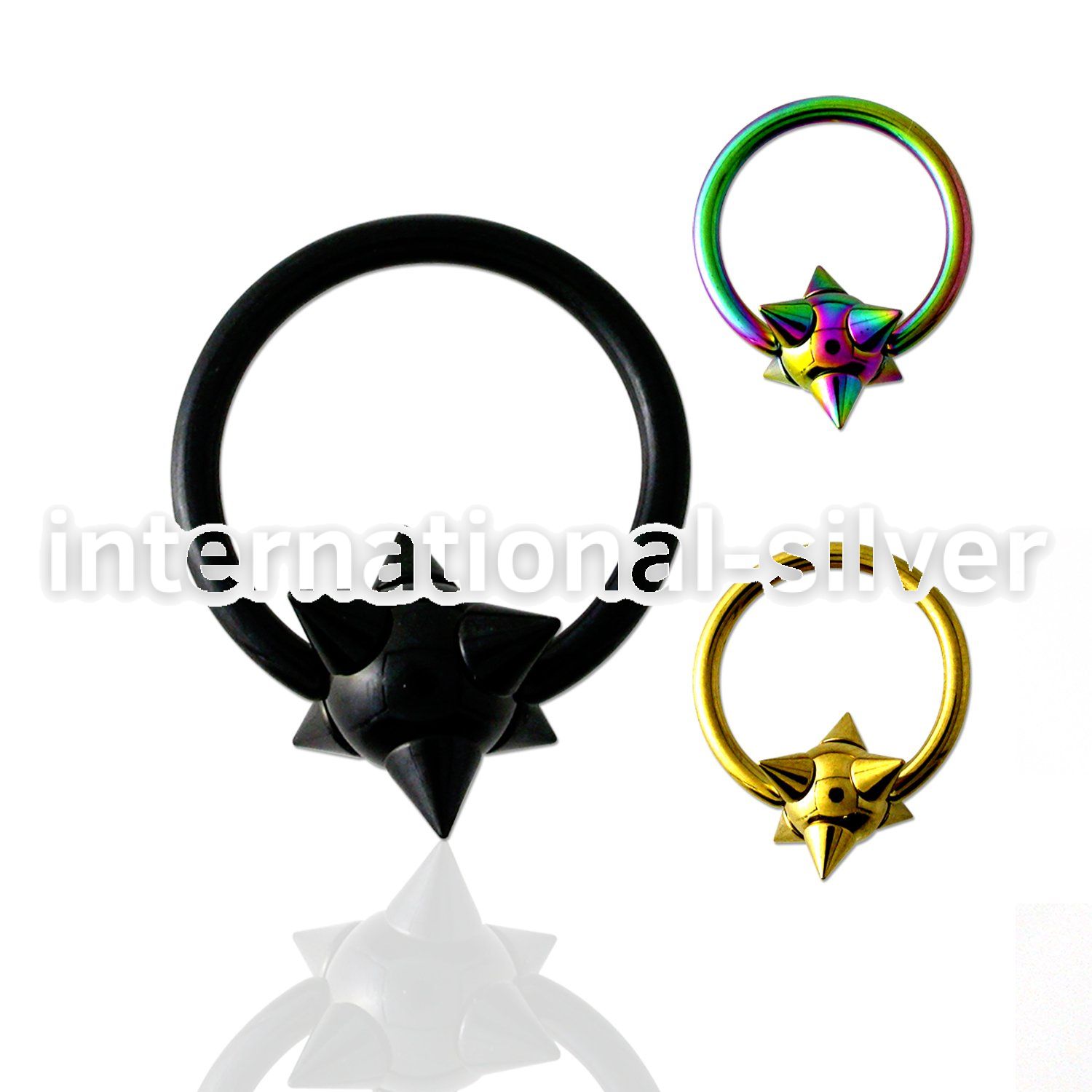 bcct14 hoops captive rings anodized surgical steel 316l ear lobe