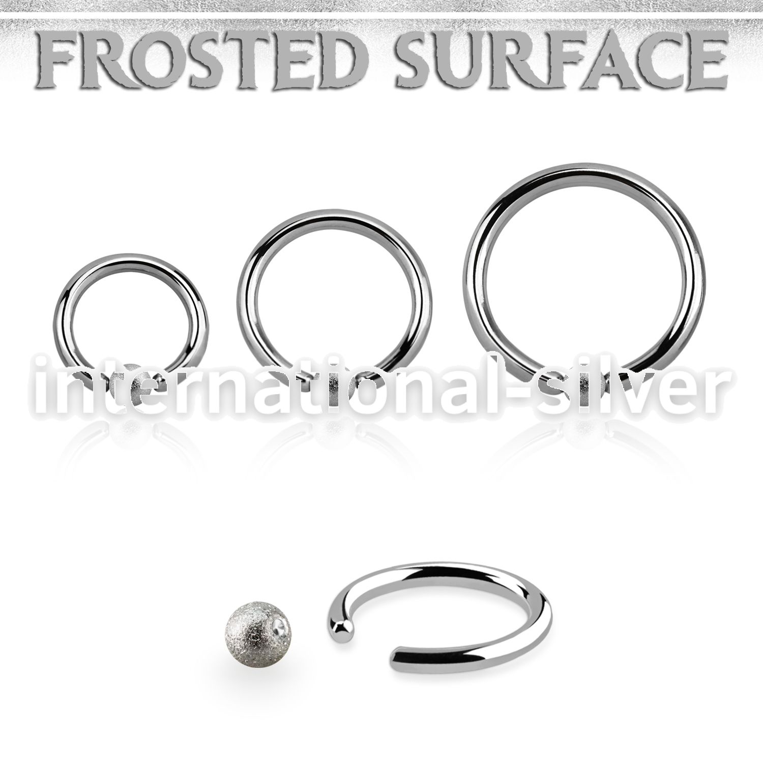 bcr16f3 steel captive bead ring ring, 16g w 3mm frosted ball
