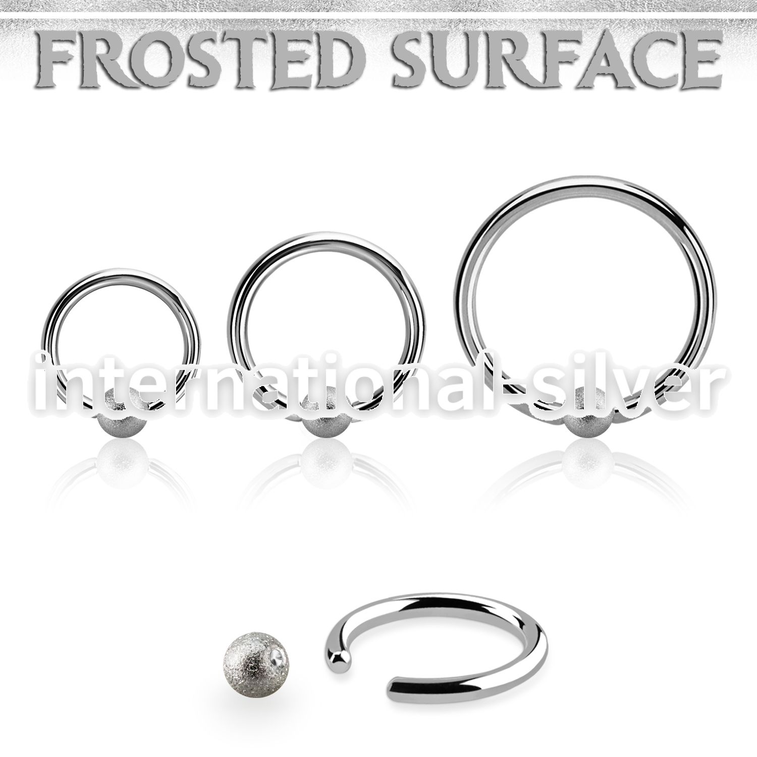bcr16f4 steel captive bead ring, 16g w 4mm frosted ball