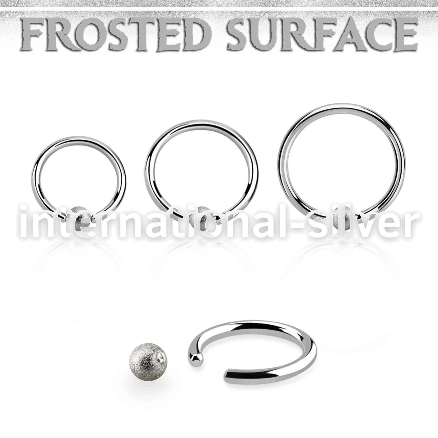 bcr18f3 316l steel captive bead ring 18g w 3mm frosted steel ball