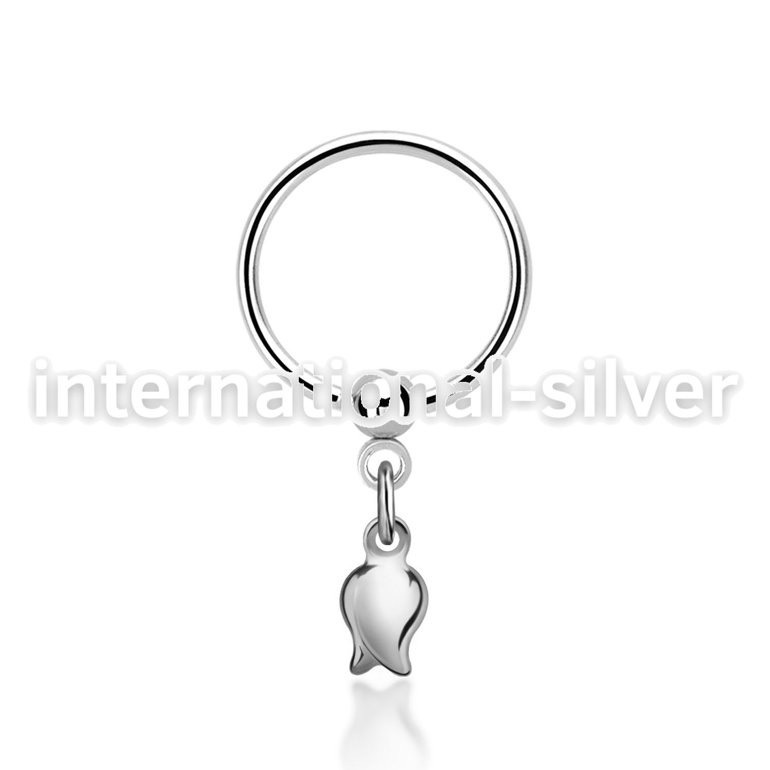 bcrs767 316l steel ball closure ring, 16g w a dangling tulip 
