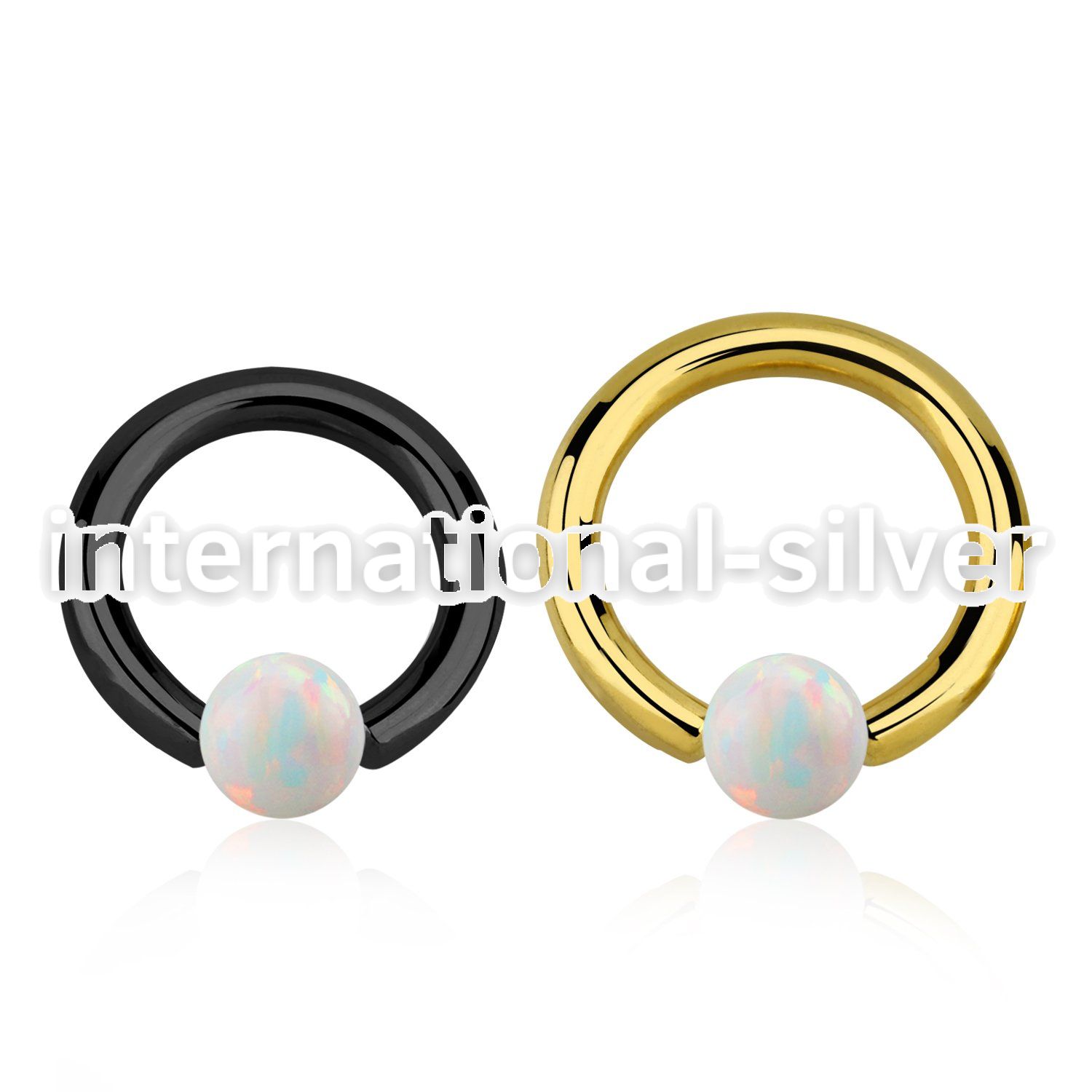 bcrt10o6 pvd plated 316l steel bcr 10g w 6mm synthetic opal ball