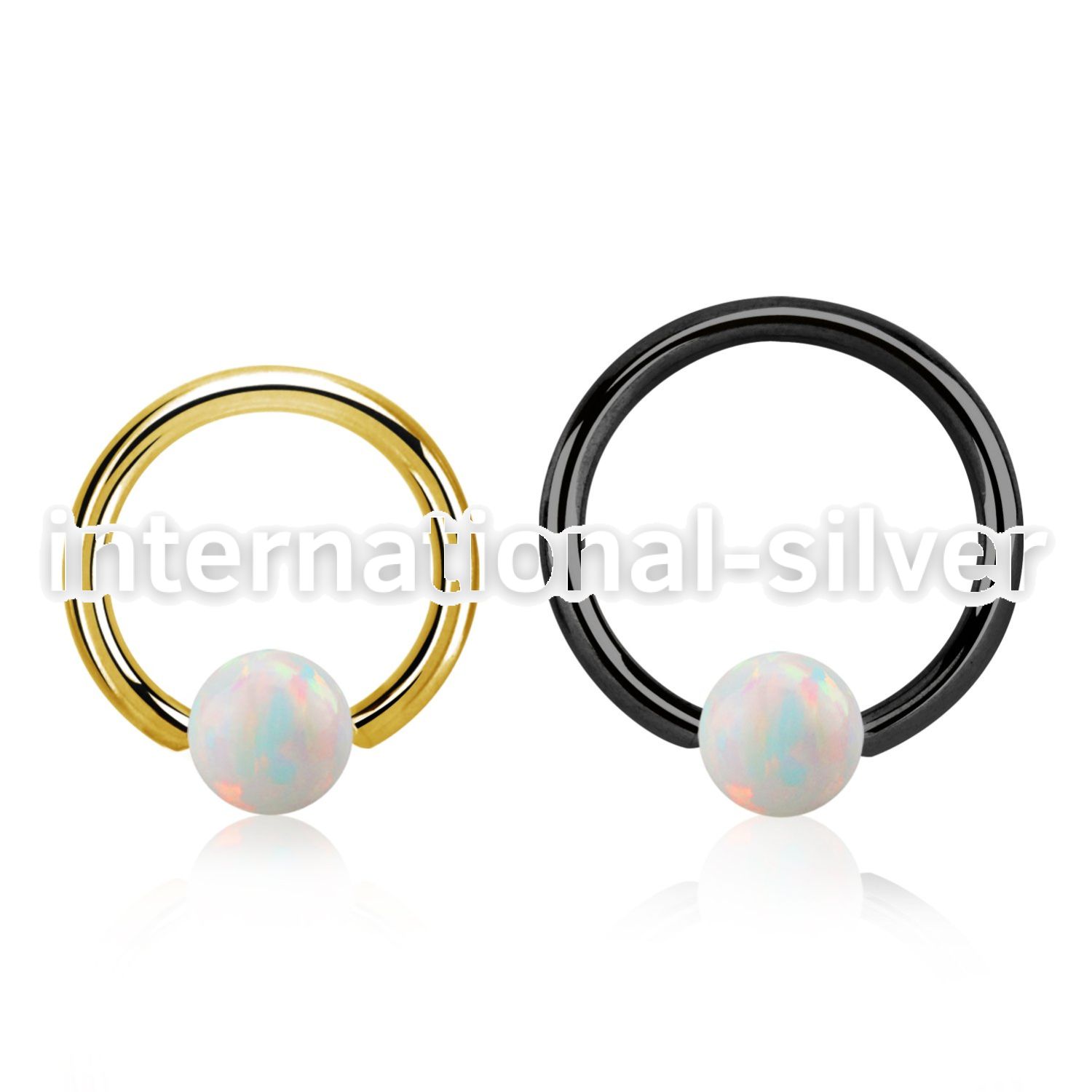 bcrt12o6 pvd plated 316l steel bcr 12g w 6mm synthetic opal ball