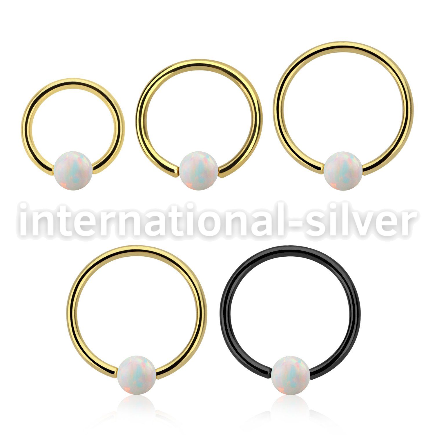 bcrt16o4 pvd plated 316l steel bcr 16g w 4mm synthetic opal ball