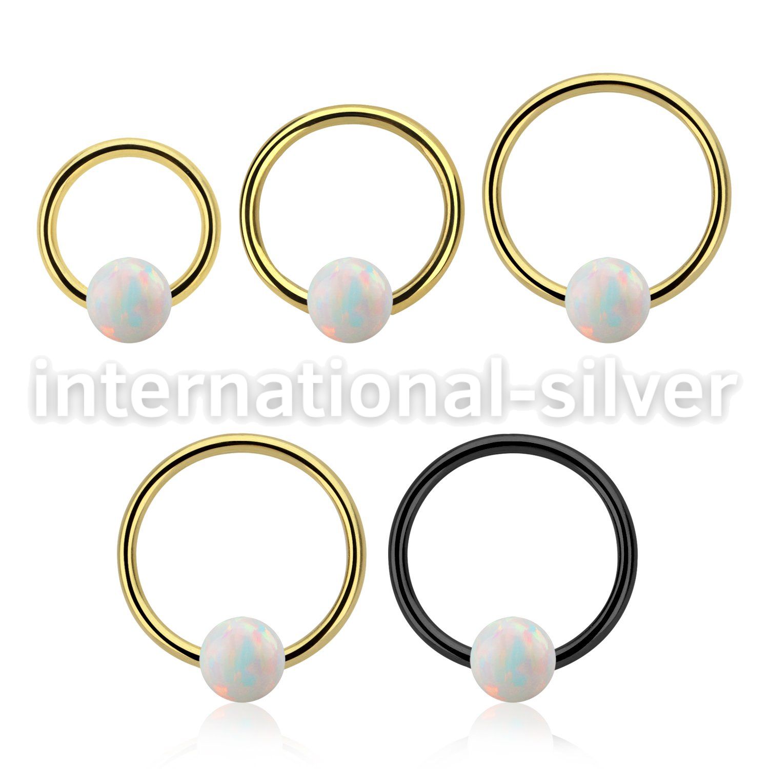 bcrt16o5 pvd plated 316l steel bcr 16g w 5mm synthetic opal ball