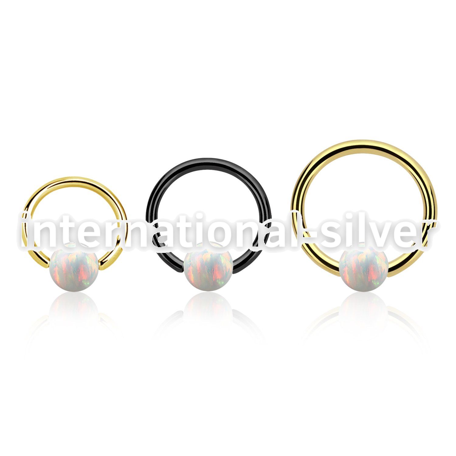 bcrt18o5 pvd plated 316l steel bcr 18g w 5mm synthetic opal ball