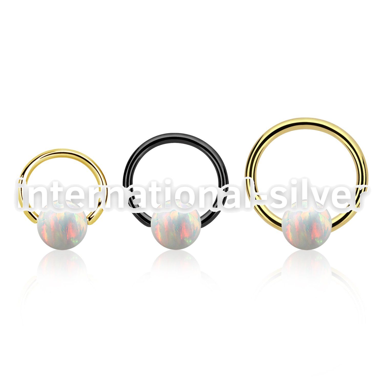 bcrt18o6 pvd plated 316l steel bcr 18g w 6mm synthetic opal ball
