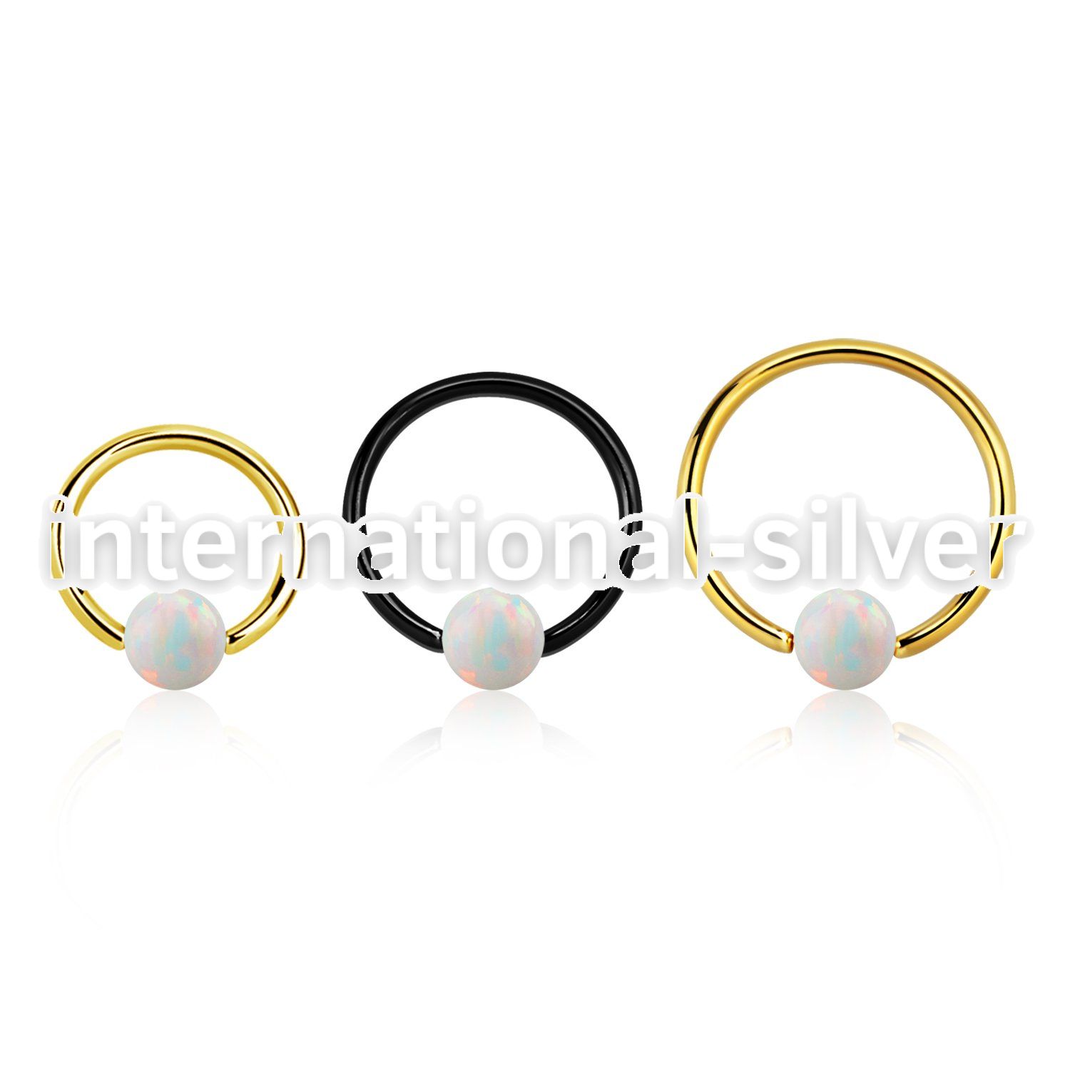 bcrt20o4 pvd plated 316l steel bcr 20g w 4mm synthetic opal ball