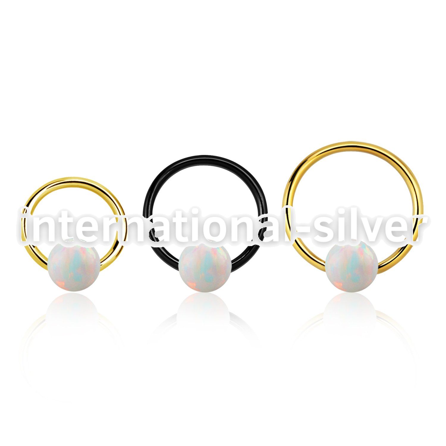 bcrt20o5 pvd plated 316l steel bcr 20g w 5mm synthetic opal ball