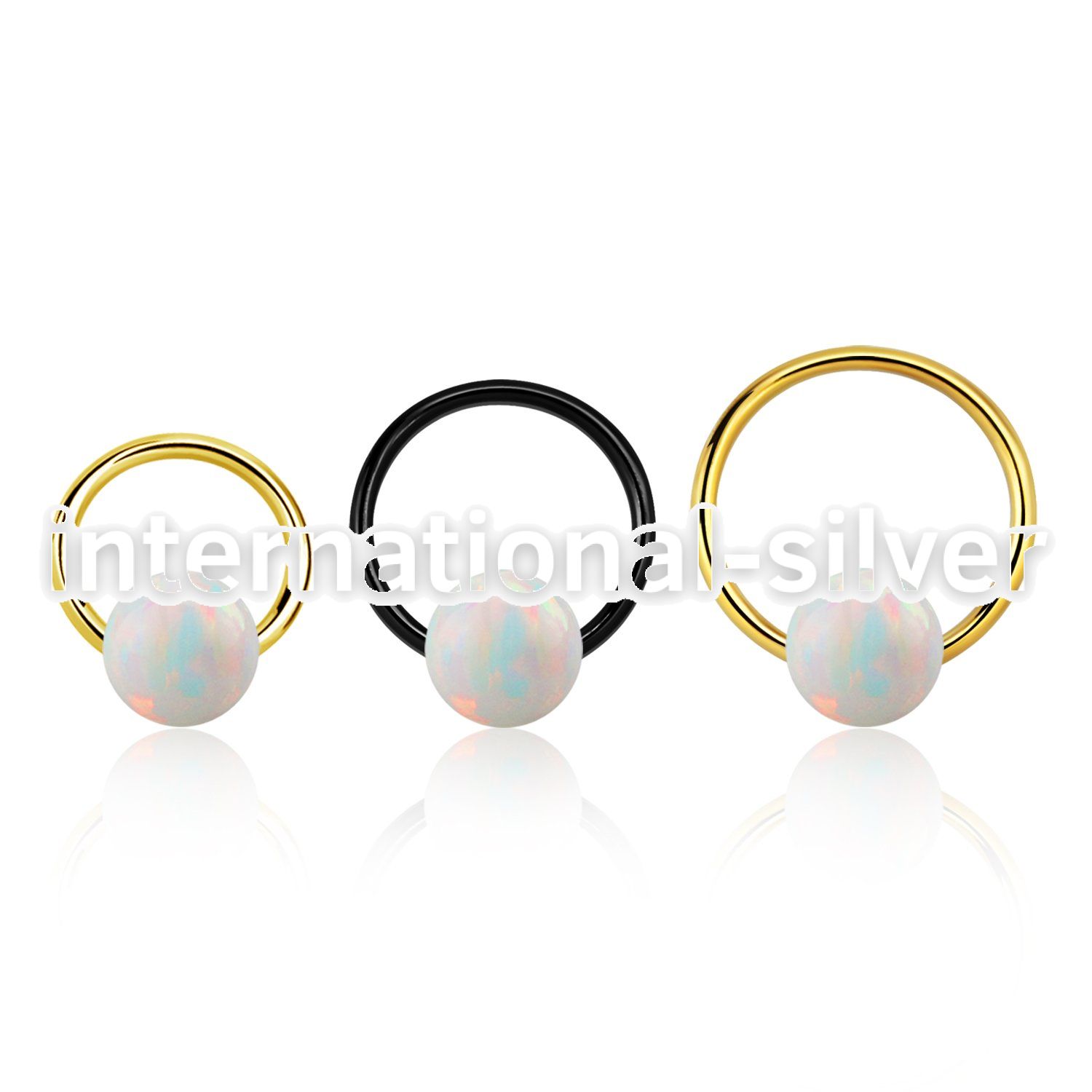 bcrt20o6 pvd plated 316l steel bcr 20g w 6mm synthetic opal ball