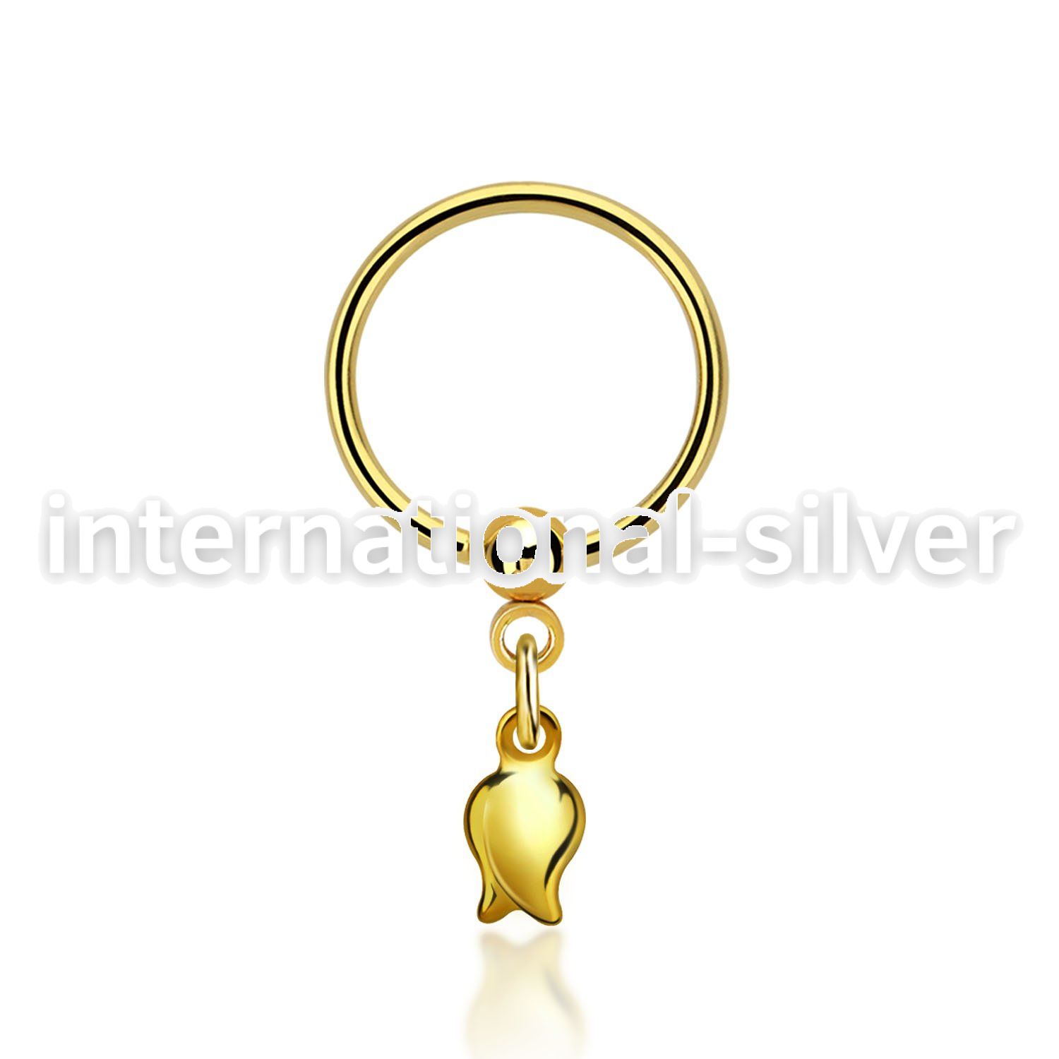 bcrts767 gold steel ball closure ring, 16g w dangling tulip 