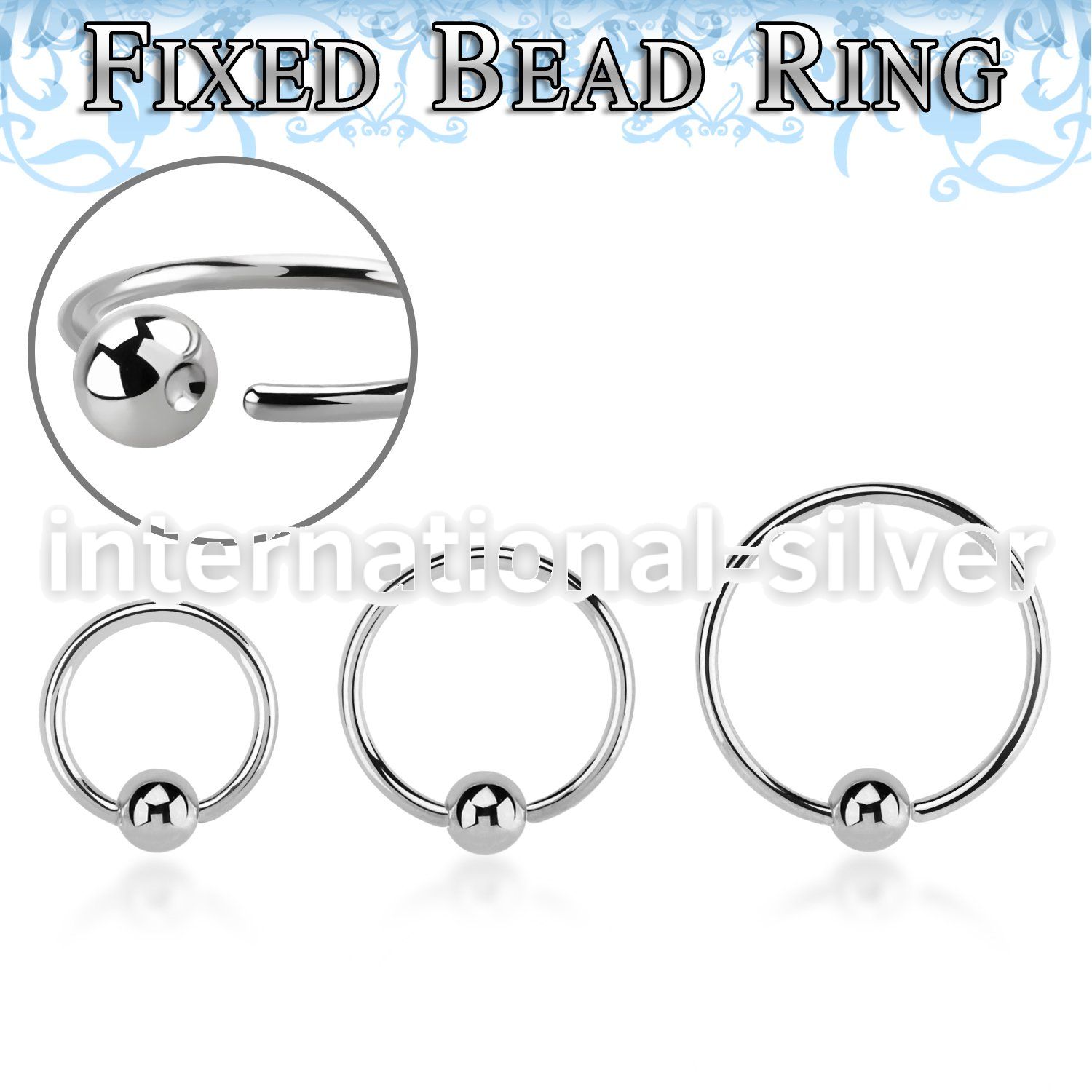 bedr20m 316l steel fixed bead ring 20g ball